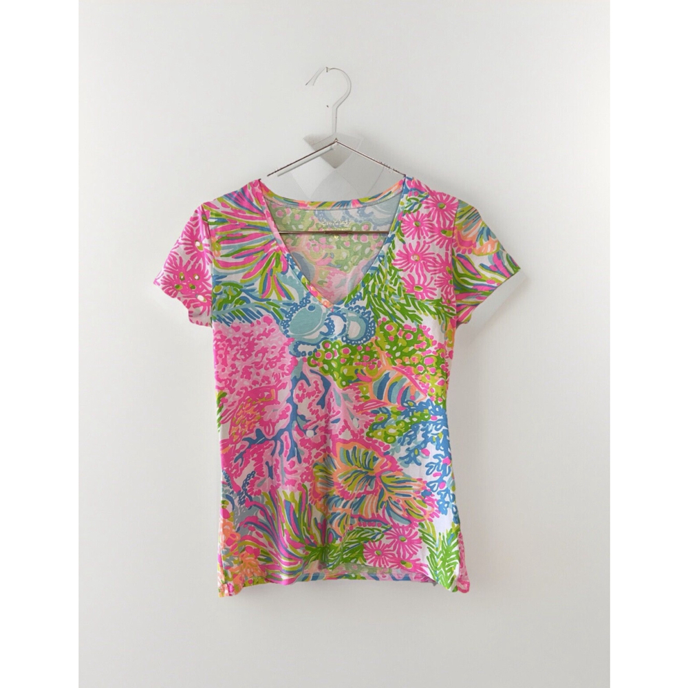 Lilly Pulitzer Michele V-Neck In Multi More Lovers Coral Size S‎